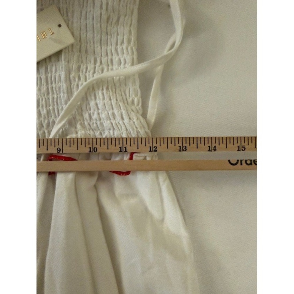 Thirty/Thirty L/A Cherry Embroidered Smocked Maxi Dress White Red XS NEW - Picture 10 of 10